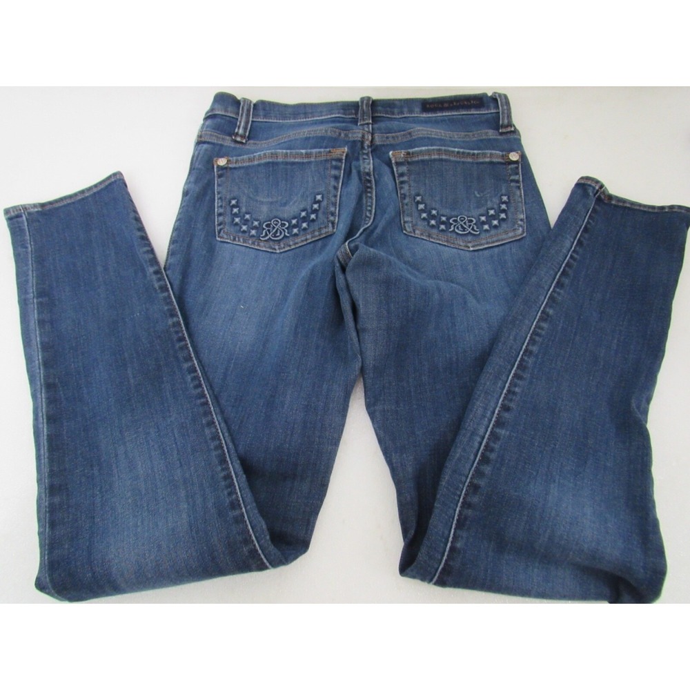 Rock & Republic Berlin Jeans Women's Sz 4 Blue Low Rise Skinny Stretch Denim‎